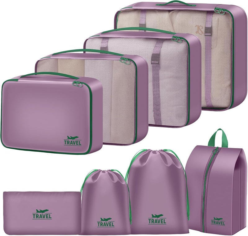 YEEYAA 8 Set Packing Cubes for Travel Suitcase Organizer Bags Luggage Packing Cubes Set Travel Essentials Accessories Gifts for Women - Image 1